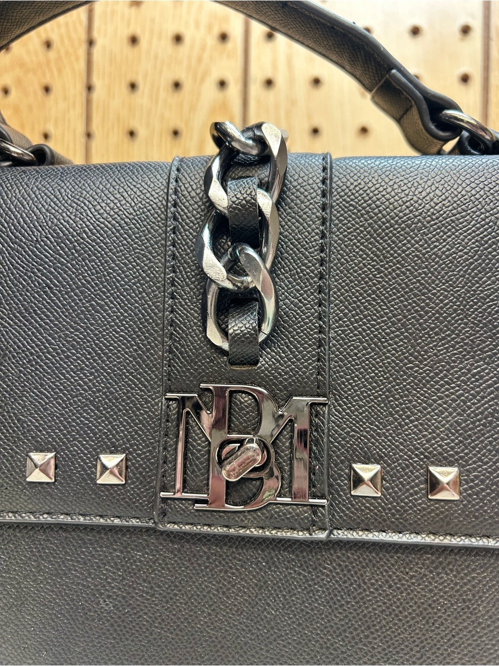 Bradgley  Mischka Black Studded Top-Handle Satchel - Signature - Picture 3 of 14